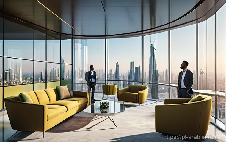 아랍어권에서의 취업 정보 - **Prompt 1: Futuristic Urban Professional Life**
"A diverse group of young, ambitious profession...